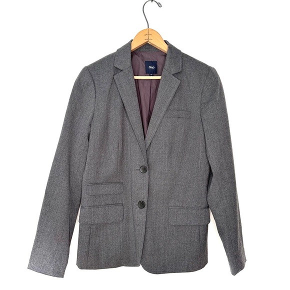 Gap | Gray 2 Button Fitted Blazer Size 6 - Picture 1 of 10